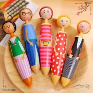 5 Pcs Novelty Doll Blue Ink Ballpoint Pens Creative and Cute Cartoon Student Stationery 241202