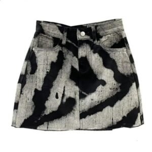 Summer Denim Skirt Womens High Waist Personalized Pattern Jeans Mini Skirt Casual A-line Jupe Femme p366250425bj