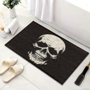 VIKAMA Halloween Horror Skull Carpet Door Mat Living Room Carpet Rug For Bedroom Black Floor Mat Anti-Fouling Dirt-Resistant 260109