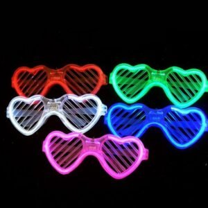 LED Light Up Shutter Shades Sunglasses Neon Party Decoration Flashing Heart Glowing Glasses for Adults Kids