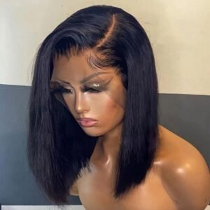 Bob Lace Front Brazilian Human Hair Wigs For Black Women Pre Plucked Short Natural 13×4 Synthetic Straight HD Full Frontal Closure Wig