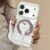 Heart Magnetic Stand Case for iPhone 17 Pro Max/16/15 – Blue & Brown Bow Korean Style Soft Cover