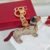 Women Designer Keychain Animal Dachshund Bag Charm Leather Gold Lobster Clasp Brown Purse Pendant Gift