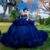 Navy Blue Shiny Ball Gown Quinceanera Dresses Applique Lace Beading Crystal Tiered Tull Corset Off Shoulder Sweet 16 Dress Vestidos 15 De Anos