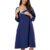 Maternity Nightwear, Pregnancy, Nursing and Maternity Lounge with Breastfeeding Cover – Medium, Blue