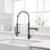 Modern Single-Hole Matte Black With Gold Pull Rod, Modern Kitchen Sink Faucet