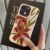 Oil Painting Wind Red Lily Pattern Lychee Texture Silicone Phone Case For iPhone 11 12 13 14 15 16 Pro Max Plus 17 Air Cover