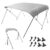 VEVOR 4 Bow Bimini Top Boat Cover, 900D Polyester Canopy with 1″ Aluminum Alloy Frame, Waterproof and Sun Shade, Includes Storage Boot, 2 Support Poles, 4 Straps, 8’L x 54″H x 91″-96″W, Light Grey