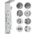 VEVOR Shower Panel System, 6 Shower Modes, LED & Display Shower Panel Tower, Rainfall, Waterfall, 4 Body Massage Jets, Tub Spout, Handheld Shower Head 59″ Hose, Stainless Steel Wall-Mounted Shower Set